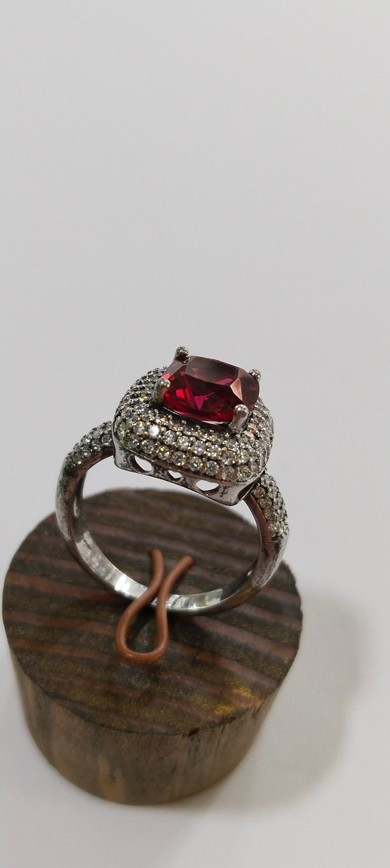 Kırmızı Taşlı Modern Klasik Kadın Yüzük - Görsel 5