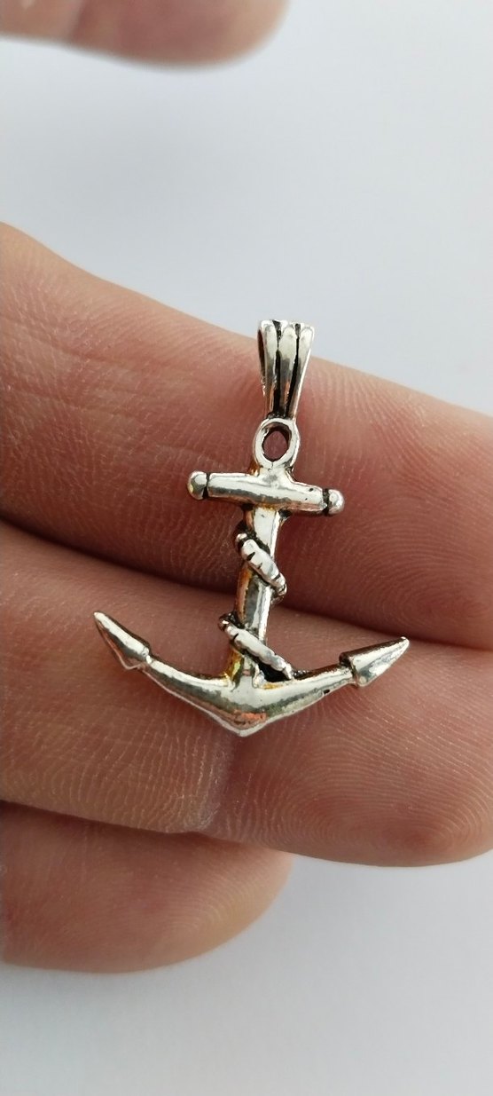 Zincir Detaylı Unisex Çapa Kolye Ucu - Görsel 3