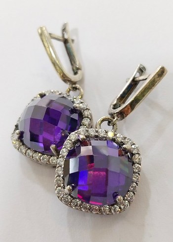 Mor Mini Parlak Küpe - Görsel 2