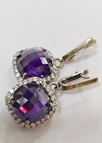 Mor Mini Parlak Küpe - Görsel 4