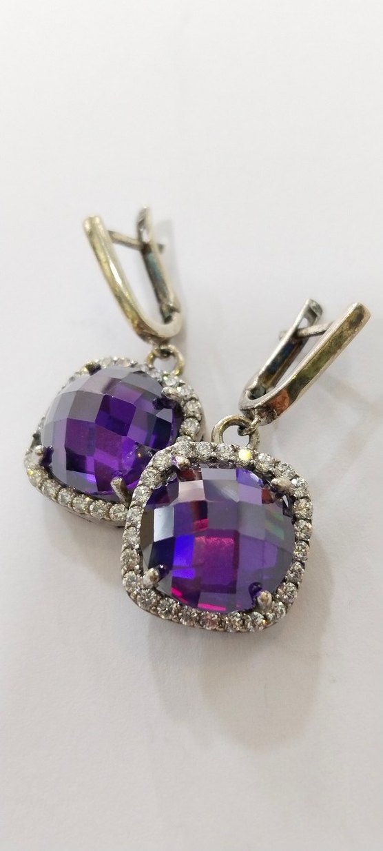 Mor Mini Parlak Küpe - Görsel 2