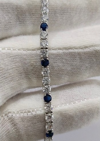 Sterling silver Lacivert Tasli Zarif Bileklik
