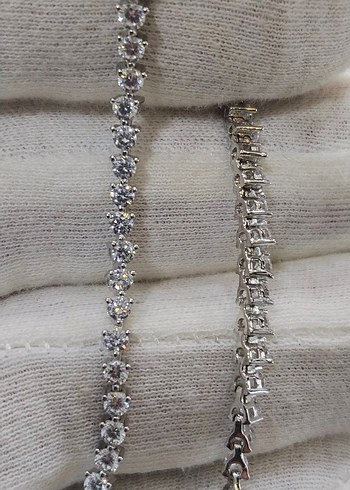 Sterling silver Tiffany Parlak Beyaz Tasli Bileklik