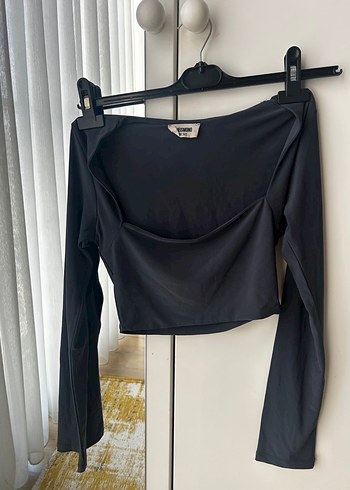 SHEISMONO Antrasit Kısa Kadın Bluz - Görsel 2