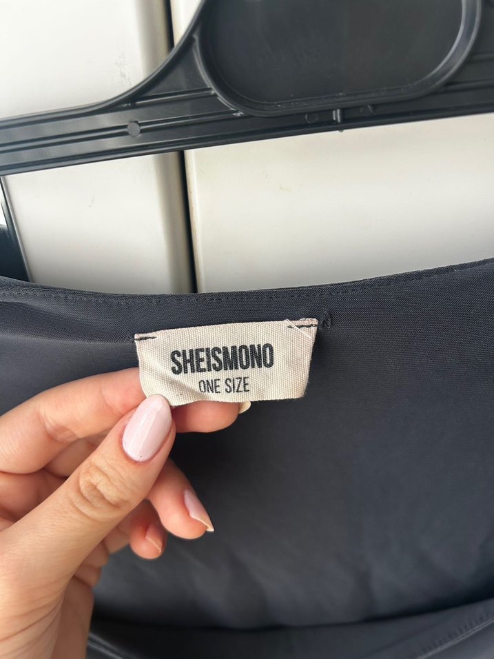 SHEISMONO Antrasit Kısa Kadın Bluz - Görsel 4