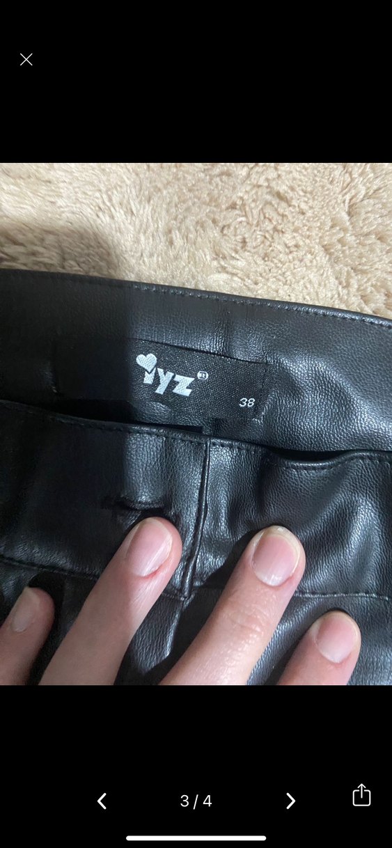 Siyah Düğmeli Deri Kadın Pantolon - Görsel 3