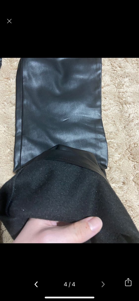 Siyah Düğmeli Deri Kadın Pantolon - Görsel 4