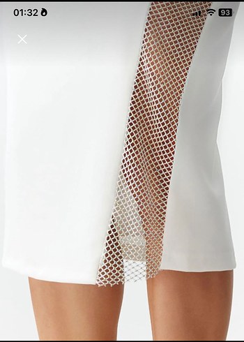 Dantel Detaylı Beyaz Uzun Kalem Elbise - Görsel 4