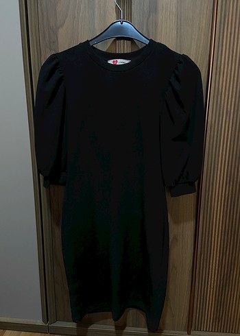 Siyah Yüksek Yakalı Kalem Elbise - Görsel 2