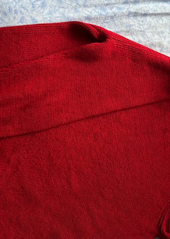 Kırmızı Kadın Yün Triko Kazak - Görsel 2