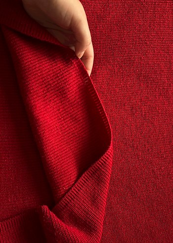 Kırmızı Kadın Yün Triko Kazak - Görsel 4