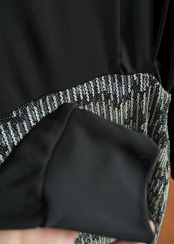 Drapeli Siyah Uzun Kollu Abiye Elbise - Görsel 4