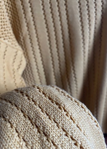 Bej Bohem Örgü Kadın Kazak - Görsel 2