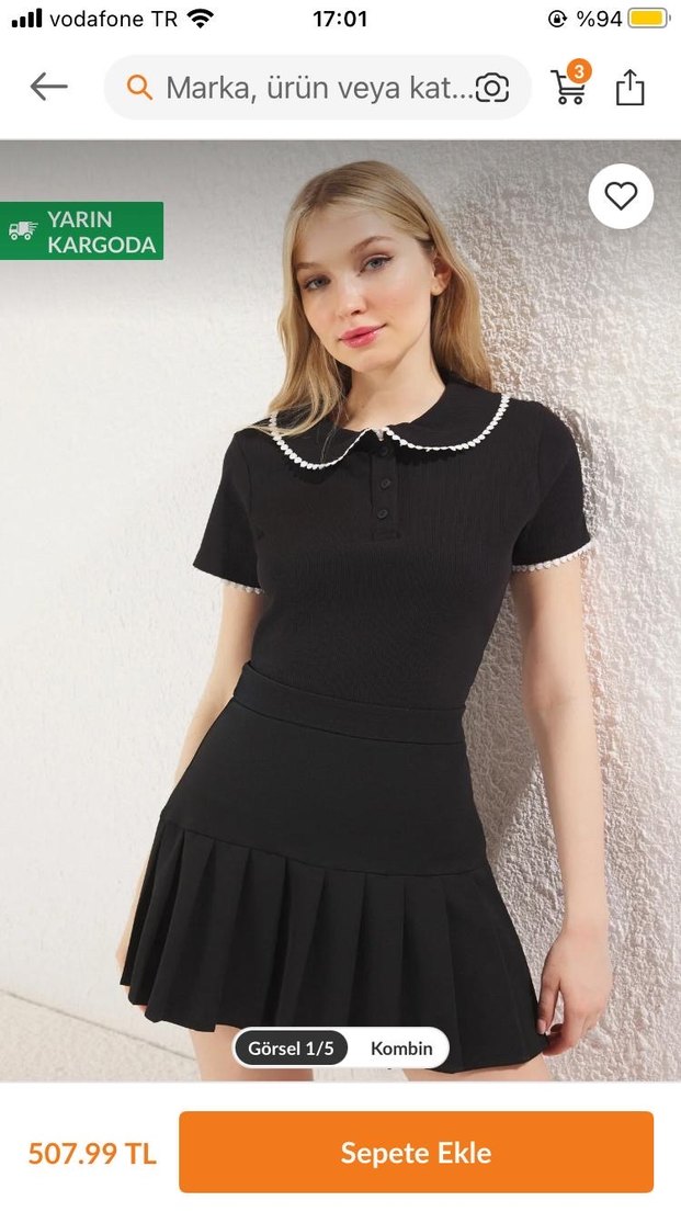 Düğmeli Siyah Kadın Triko Elbise - Görsel 2