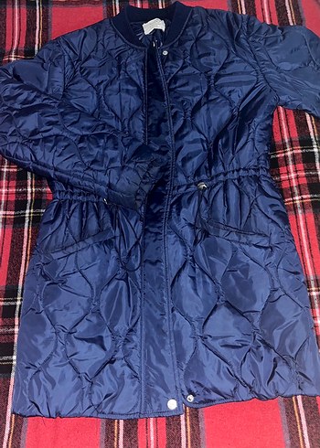 Düğmeli Lacivert Kadın Kışlık Mont - Görsel 2