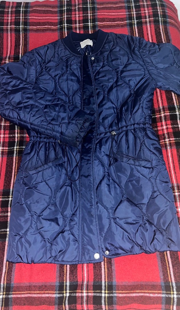 Düğmeli Lacivert Kadın Kışlık Mont - Görsel 2