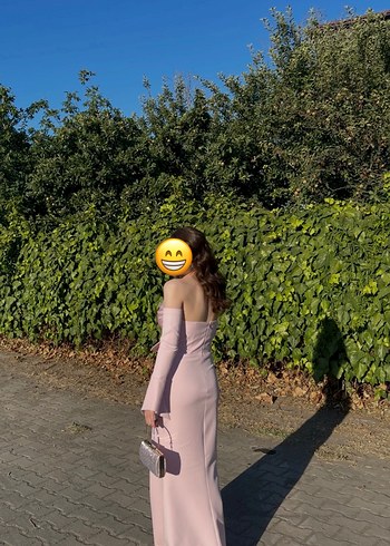 Pembe Straplez Uzun Abiye Elbise - Görsel 2