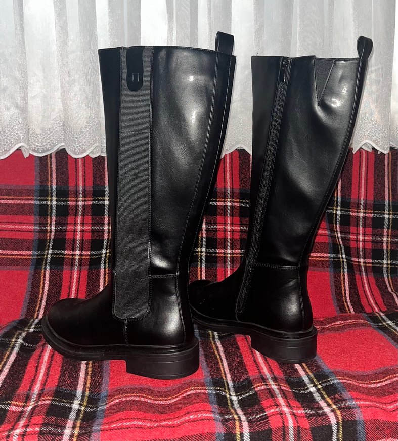 Siyah Kadın Deri Bot, Tokalı, Kalın Topuklu - Görsel 2