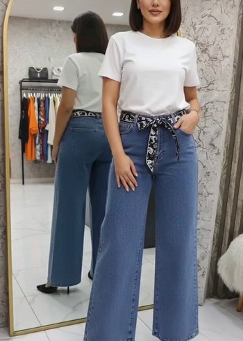 Geniş Kesim Midi Kot Pantolon - Görsel 2