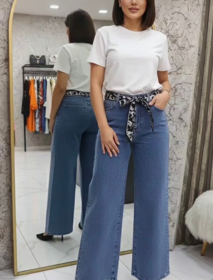 Geniş Kesim Midi Kot Pantolon - Görsel 2