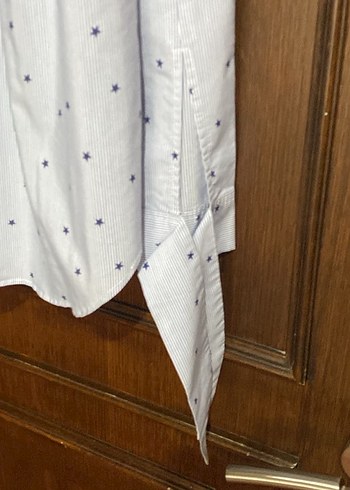 Mavi Yıldızlı Pamuklu Uzun Kollu Gömlek - Görsel 4