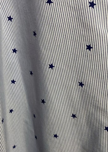 Mavi Yıldızlı Pamuklu Uzun Kollu Gömlek - Görsel 5