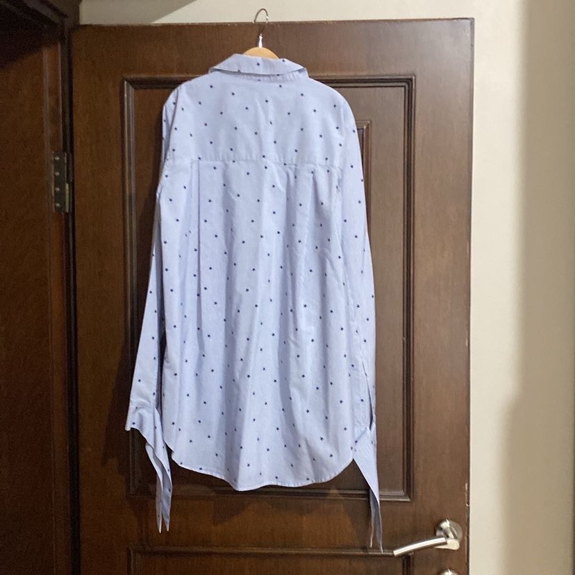 Mavi Yıldızlı Pamuklu Uzun Kollu Gömlek - Görsel 3