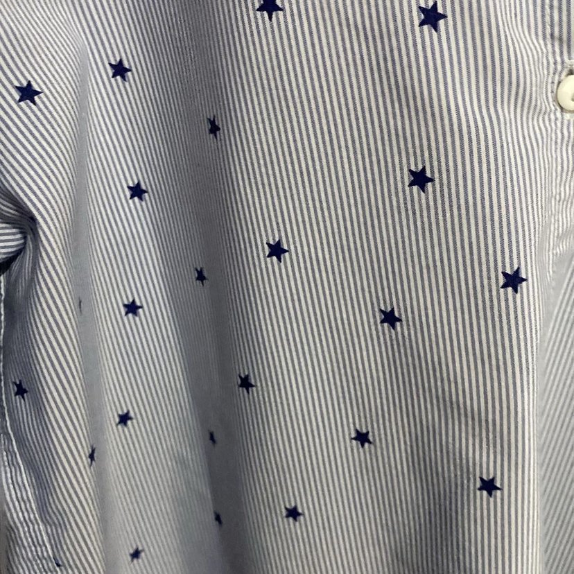 Mavi Yıldızlı Pamuklu Uzun Kollu Gömlek - Görsel 5