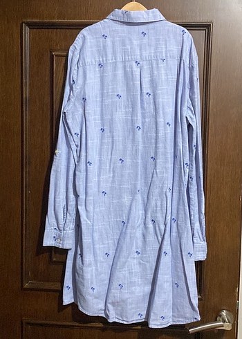 Mavi Pamuklu Uzun Kollu Gömlek - Görsel 3
