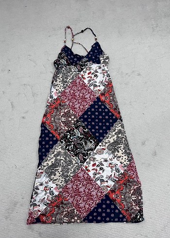 Çok Renkli Bohem Uzun Askılı Elbise - Görsel 3