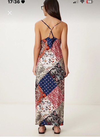 Çok Renkli Bohem Uzun Askılı Elbise - Görsel 2