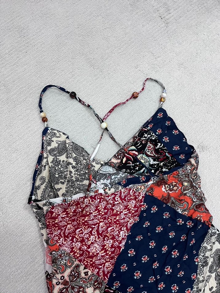 Çok Renkli Bohem Uzun Askılı Elbise - Görsel 4