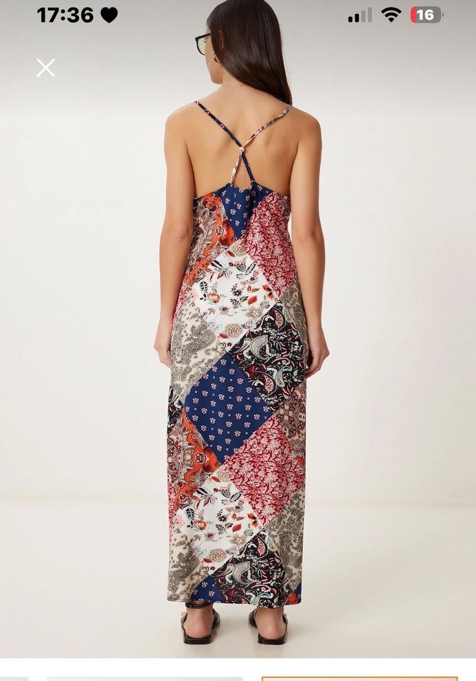 Çok Renkli Bohem Uzun Askılı Elbise - Görsel 2