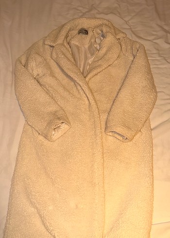 Beyaz Kadın Midi Boy Kabarık Kışlık Mont - Görsel 6