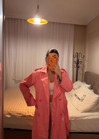 Pembe Midi Kadın Trençkot - Görsel 3