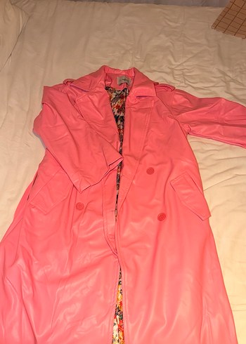 Pembe Midi Kadın Trençkot - Görsel 5