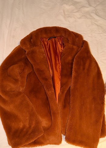 Kahverengi Midi Kadın Kışlık Peluş Ceket - Görsel 5