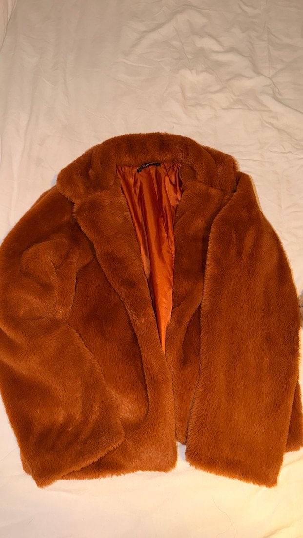 Kahverengi Midi Kadın Kışlık Peluş Ceket - Görsel 5