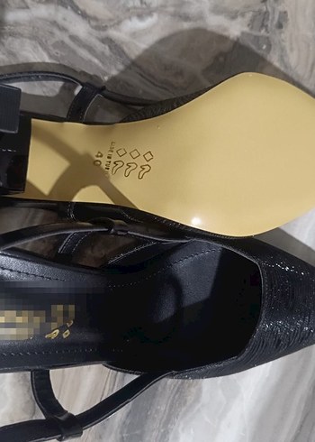 Siyah Parlak Yılan Desenli Stiletto Topuklu Kadın Ayakkabı - Görsel 4