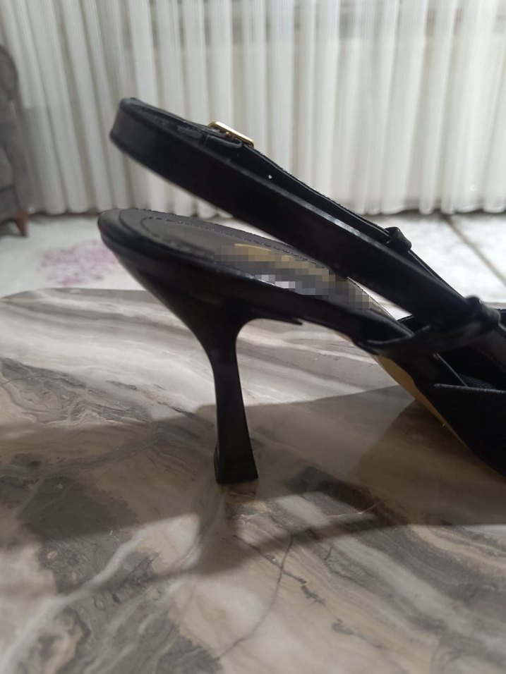 Siyah Parlak Yılan Desenli Stiletto Topuklu Kadın Ayakkabı - Görsel 5