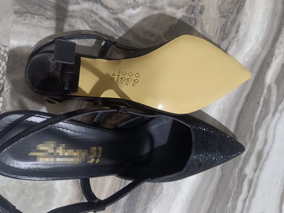 Siyah Parlak Yılan Desenli Stiletto Topuklu Kadın Ayakkabı - Görsel 4