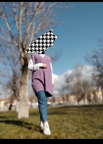 Mor Bağcıklı Salaş Midi süveter - Görsel 3