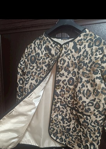 Düğmeli Leopar Desenli Kadın Ceket - Görsel 2