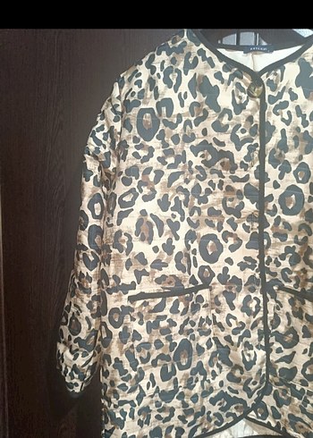 Düğmeli Leopar Desenli Kadın Ceket - Görsel 6