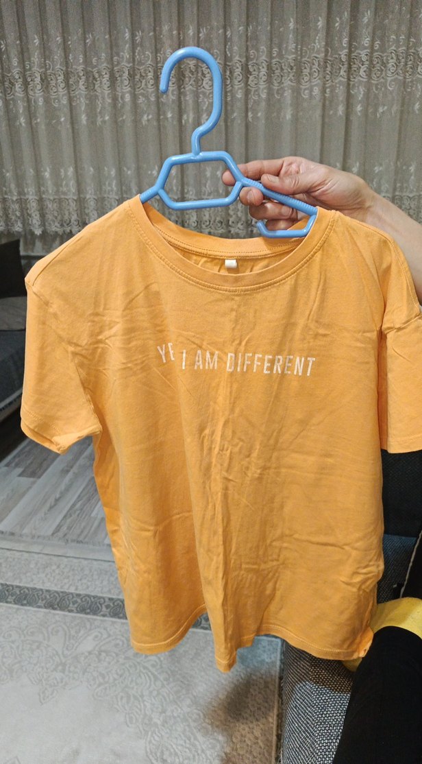 Sarı Kadın Tişörtü, Kısa Kollu, Salaş - Görsel 2