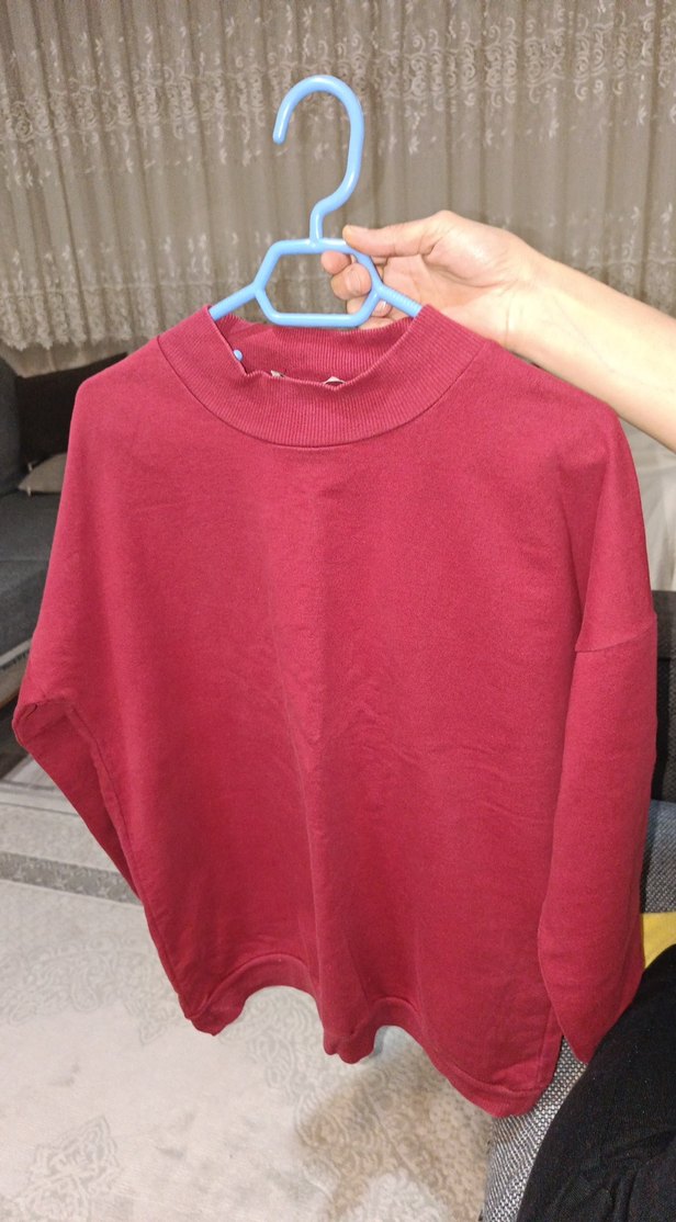 Kadın Kırmızı Salaş Sweatshirt - Görsel 3