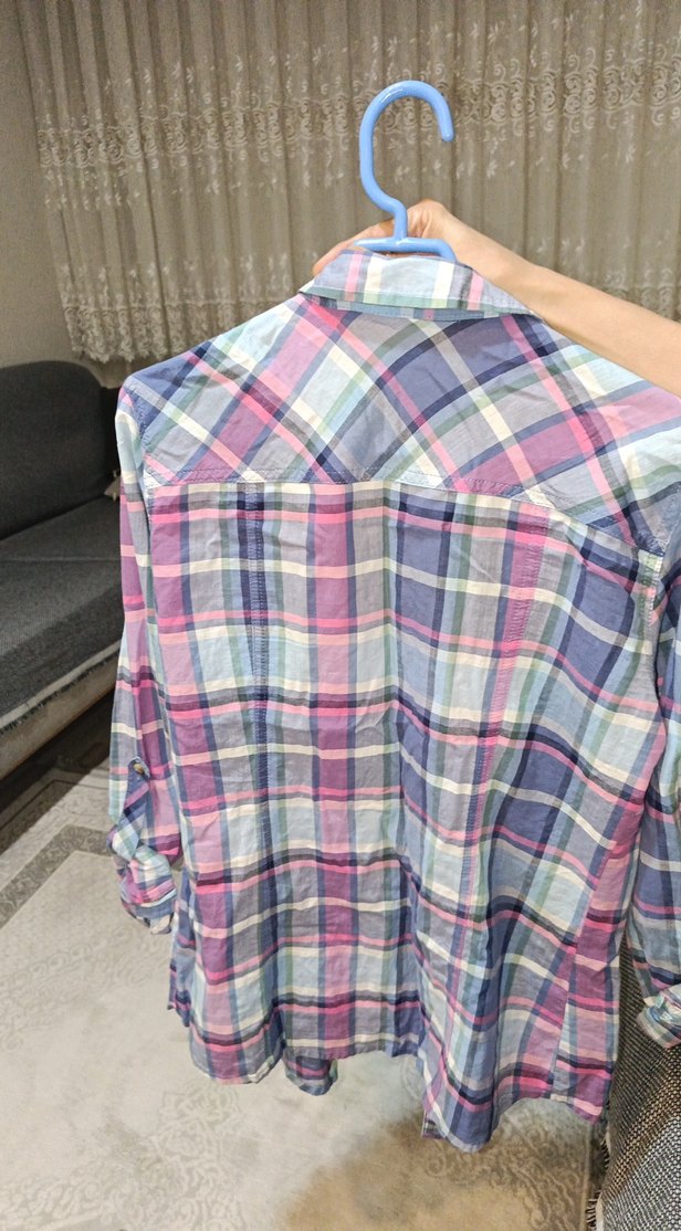 Düğmeli Uzun Kollu Pamuklu Kadın Gömlek - Görsel 3