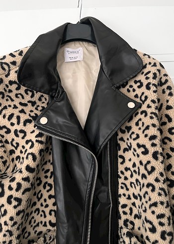 Kürk Detaylı Leopar Desenli Deri Kadın Ceket - Görsel 4