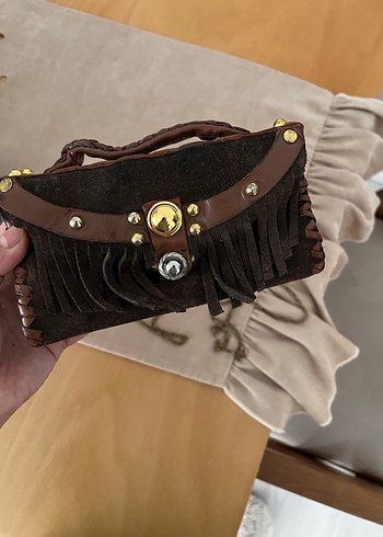 Kahverengi Deri Bohem Kadın Çanta - Görsel 4