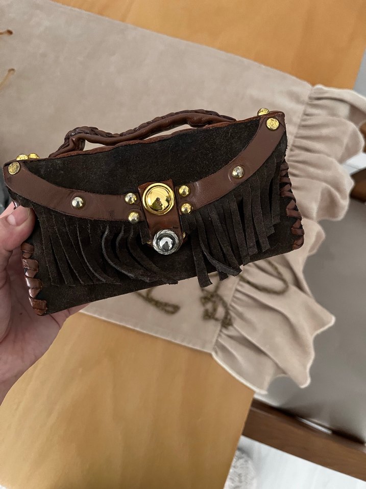 Kahverengi Deri Bohem Kadın Çanta - Görsel 4